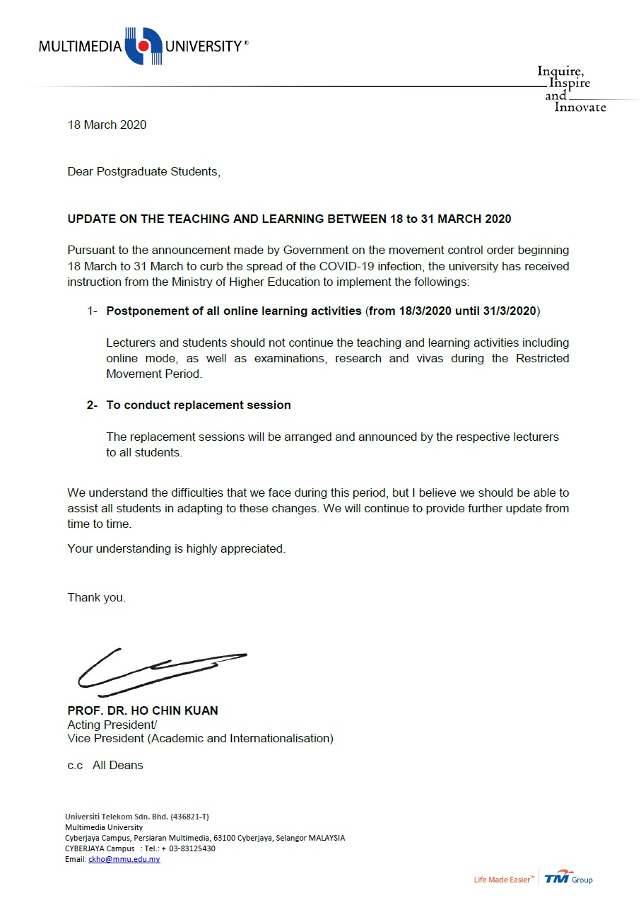 Announcement to PG Students